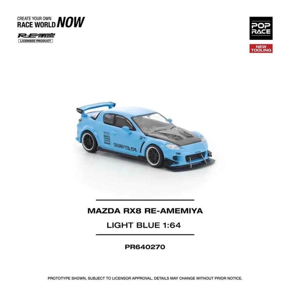 Pop Race PR64-0270 1/64 Mazda RX-8 Re-Amemiya Light Blue - Image 5