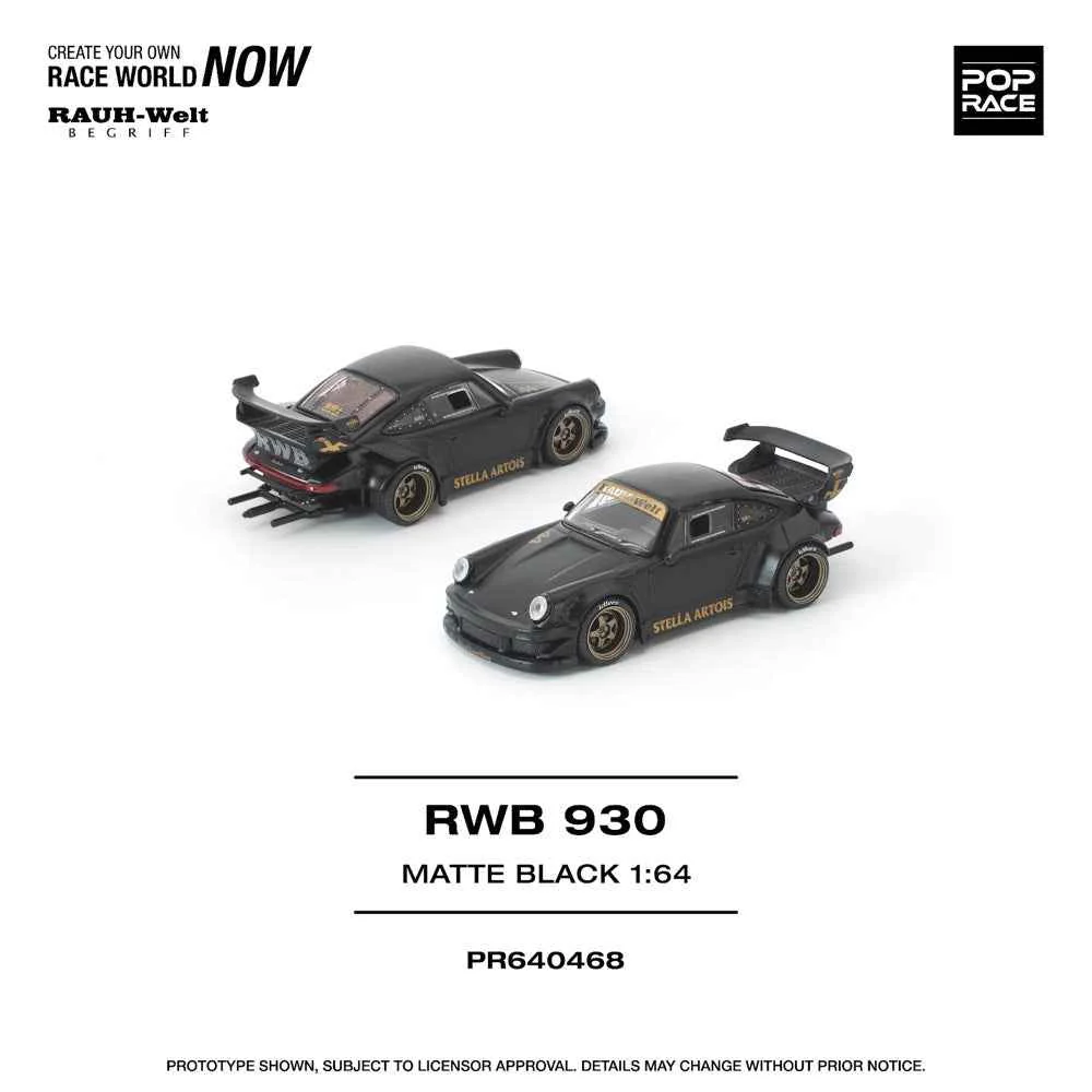 Pop Race PR640468 1/64 RWB 930 Matte Black Stella Artois - Image 2