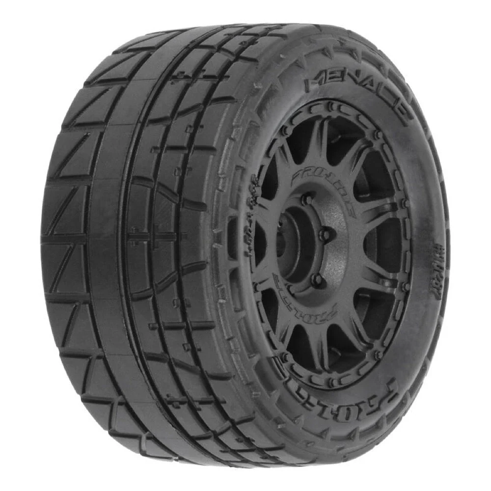 Proline 1028710 Menace F/R Tyre Mounted on 12mm Black Raid Wheels Granite Grom