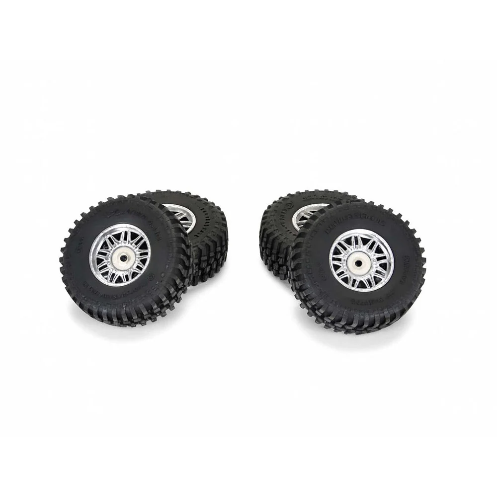 Proline 1028810 Flat Iron F/R Tyre Set Mounted on Chrome Diablo Wheels Arrma Typhon Grom - Image 2
