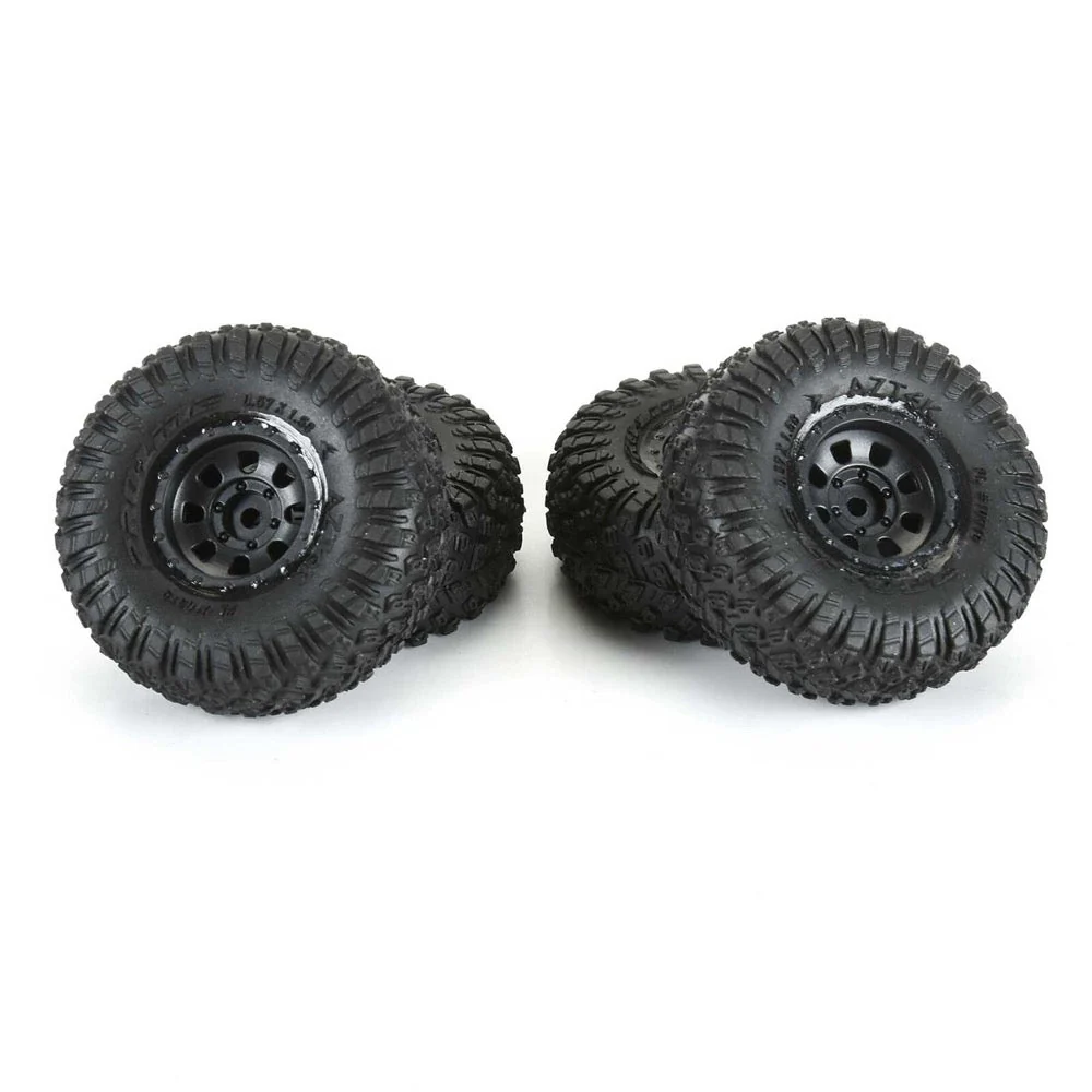 Proline 1031910 1/30 Aztek F/R Tyre Set Mounted on Black Clobber Wheels. Axial SCX30 - Image 3