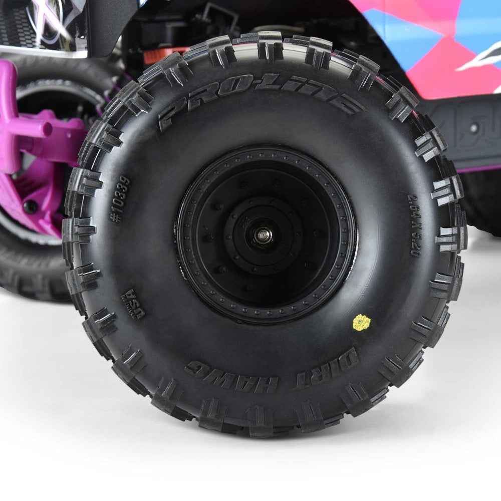 Proline 1033910 Dirt Hawg 2.0 F/R 2.6in MT Tyres Mounted on Black Arrma Wheels 2pcs Arrma Quake Gorgon - Image 4