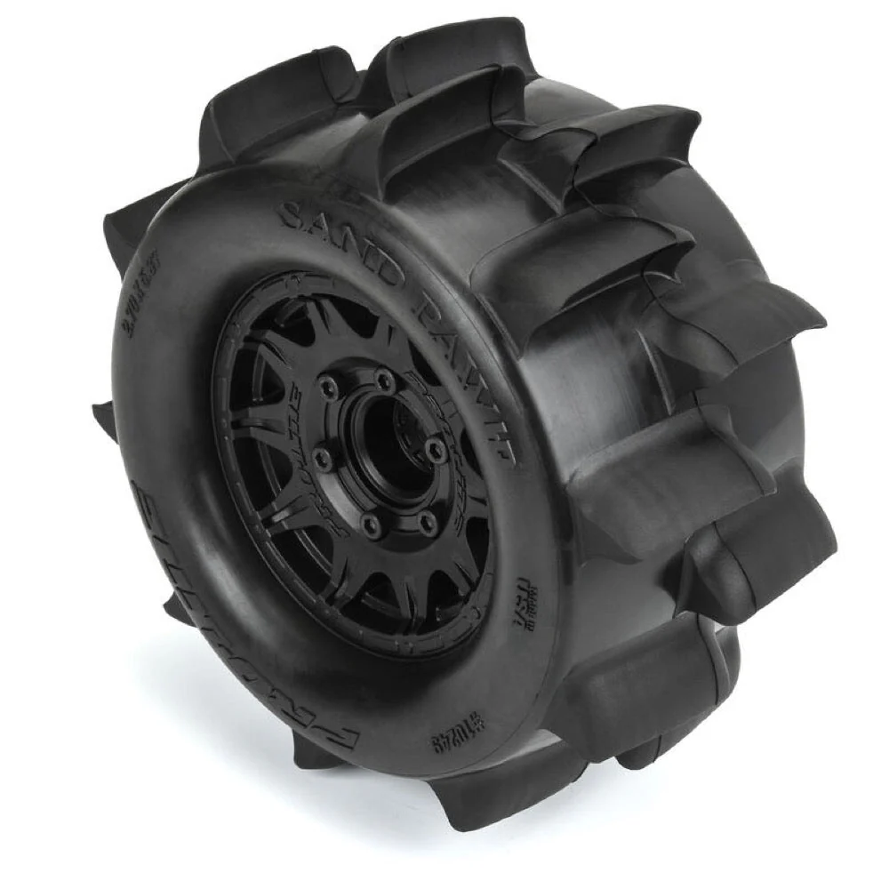 Proline PRO1024910 Sand Paw HP Belt 2.8in Sand Truck Tyres Mounted on Raid Black Wheels 2pcs - Image 3