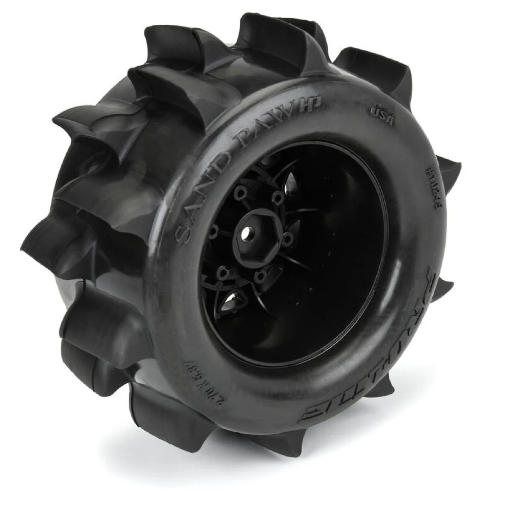 Proline PRO1024910 Sand Paw HP Belt 2.8in Sand Truck Tyres Mounted on Raid Black Wheels 2pcs - Image 5