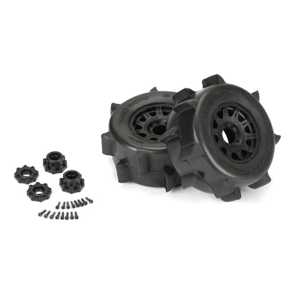 Proline Sand Paw HP Belted 3.8 inch Monster Truck Tyres Mounted on 17mm Black Raid Wheels 2pcs PRO1026810 - Image 4