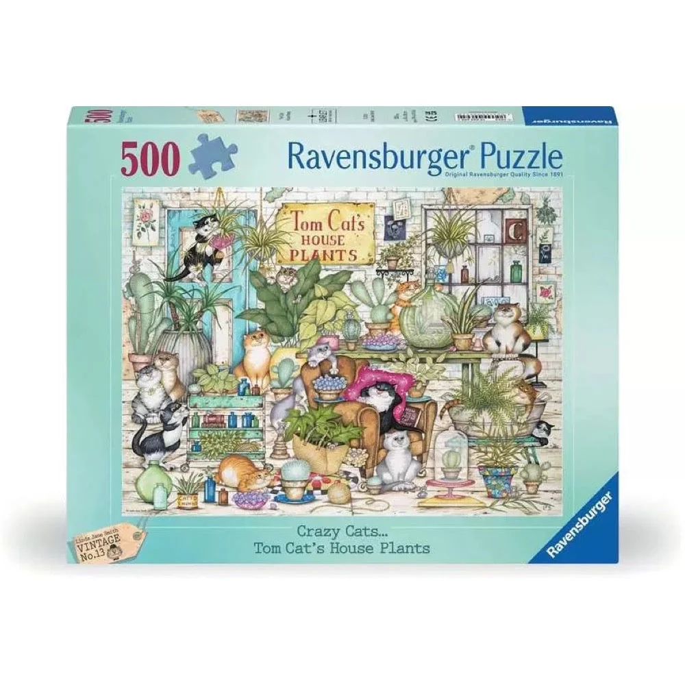 Ravensburger 00695-4 Crazy Cats… Tom Cats House Plants 500pc Jigsaw Puzzle