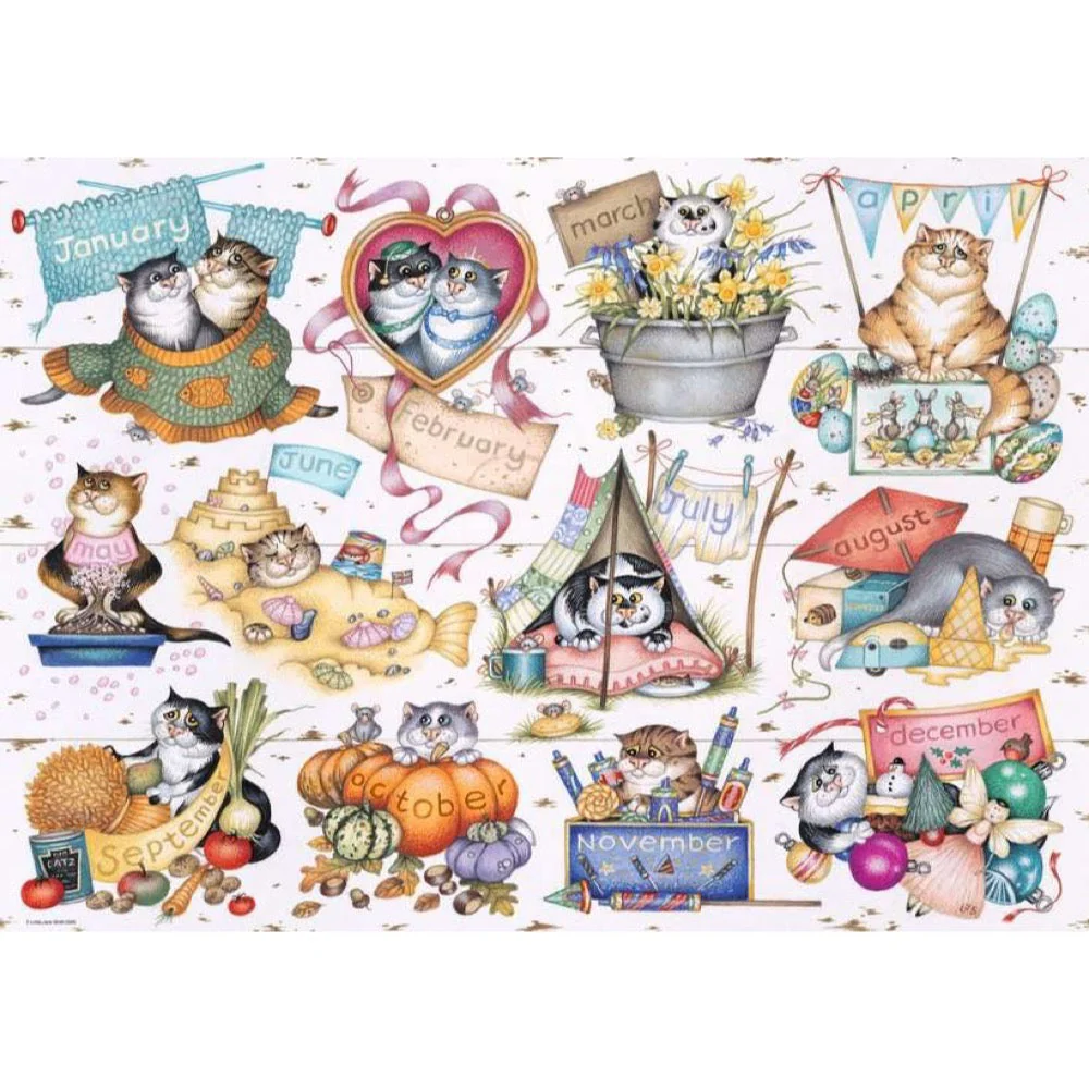 Ravensburger 01452-2 Crazy Cats Cats Calendar Puzzle 1000pc Jigsaw Puzzle - Image 2