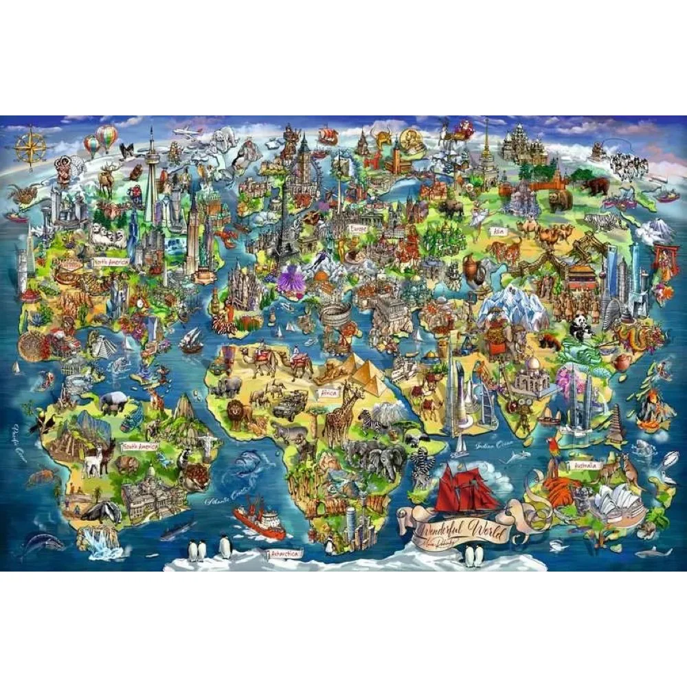 Ravensburger 01738-7 Illustrated World Map 5000pc Jigsaw Puzzle - Image 2