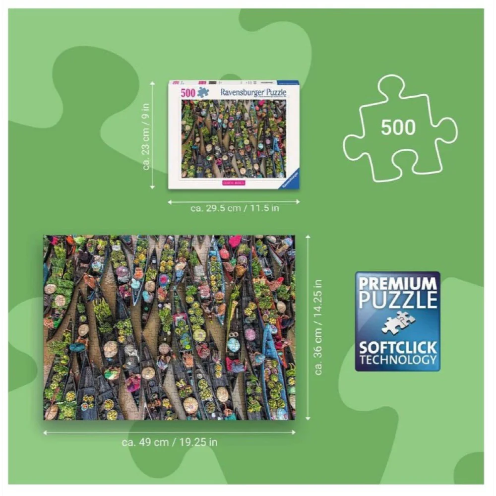 Ravensburger 01813-1 Floating Market Indonesia 500pc Jigsaw Puzzle - Image 3