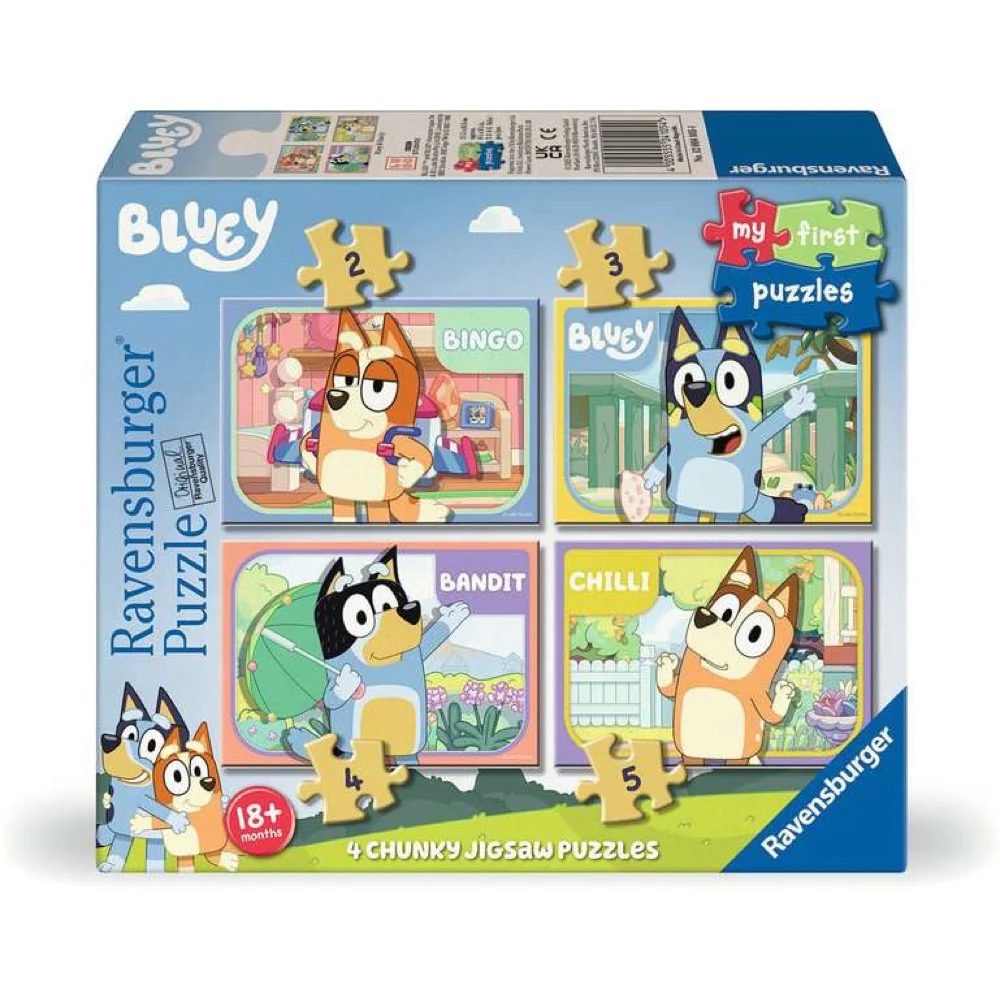 Ravensburger 04105-4 Bluey My first 4 in a Box 2/3/4/5 Jigsaw Puzzles