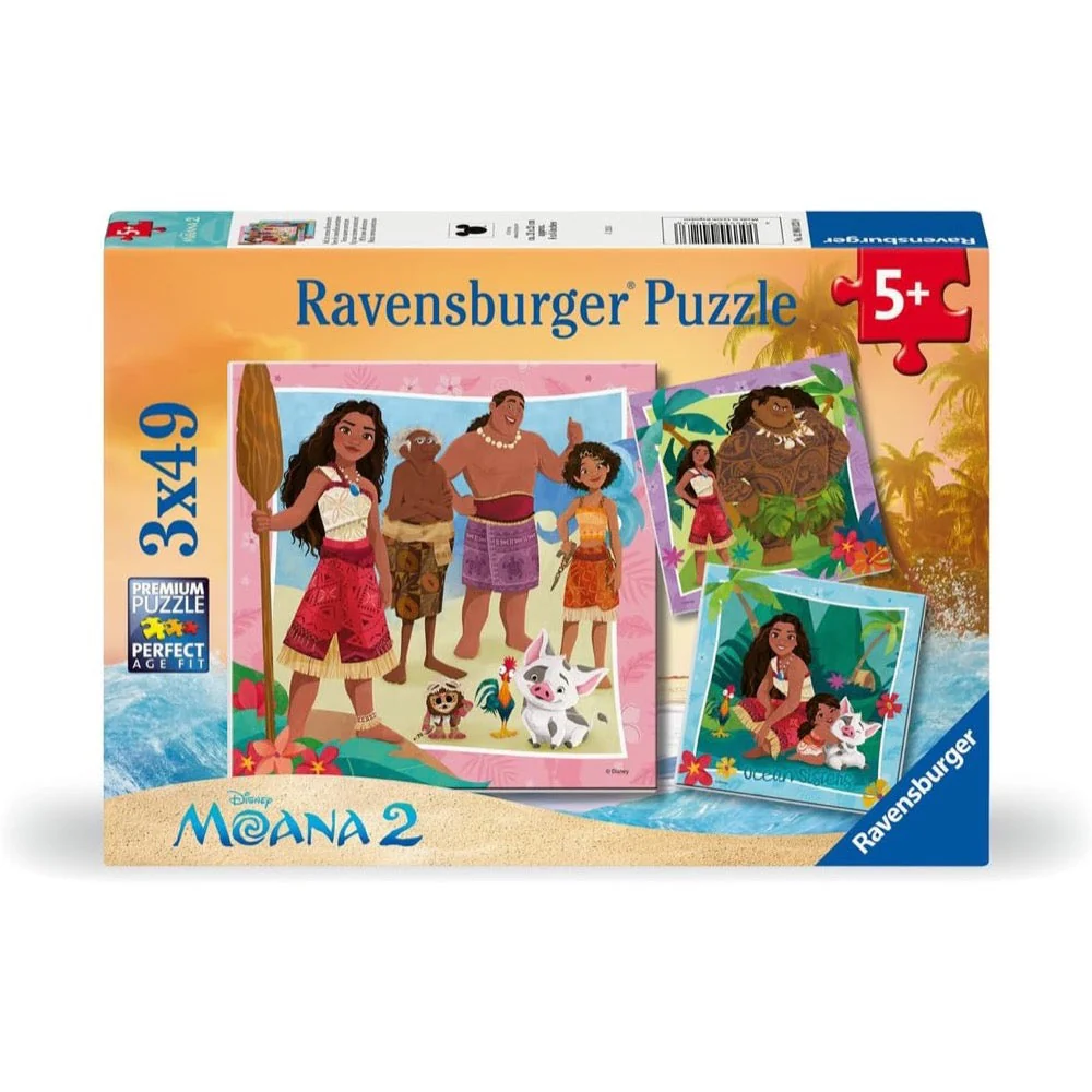 Ravensburger 04123-8 Disney Moana 2 Off to New Adventures 3x49pc Jigsaw Puzzle