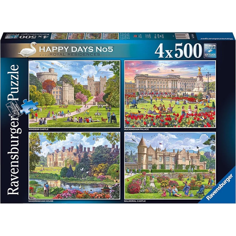 Ravensburger 17140-8 Happy Days No 5 Royal Residences 4x500pc Jigsaw Puzze
