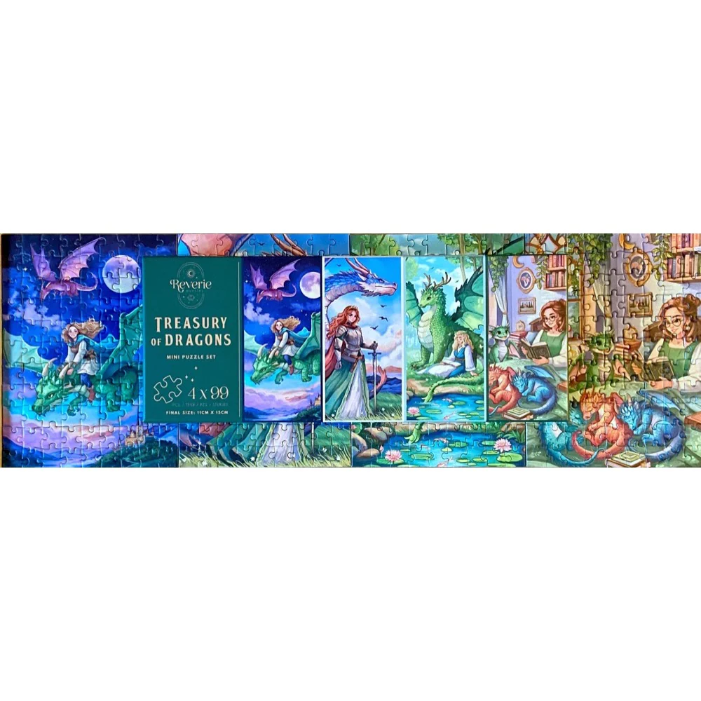 Reverie Treasury Of Dragons 4 x 99pc Mini Jigsaw Puzzle Set - Image 2