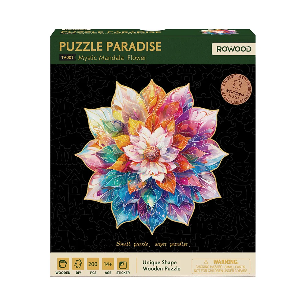 Robotime Puzzle Paradise Mystic Madala Flower 200pc Wooden Jigsaw Puzzle