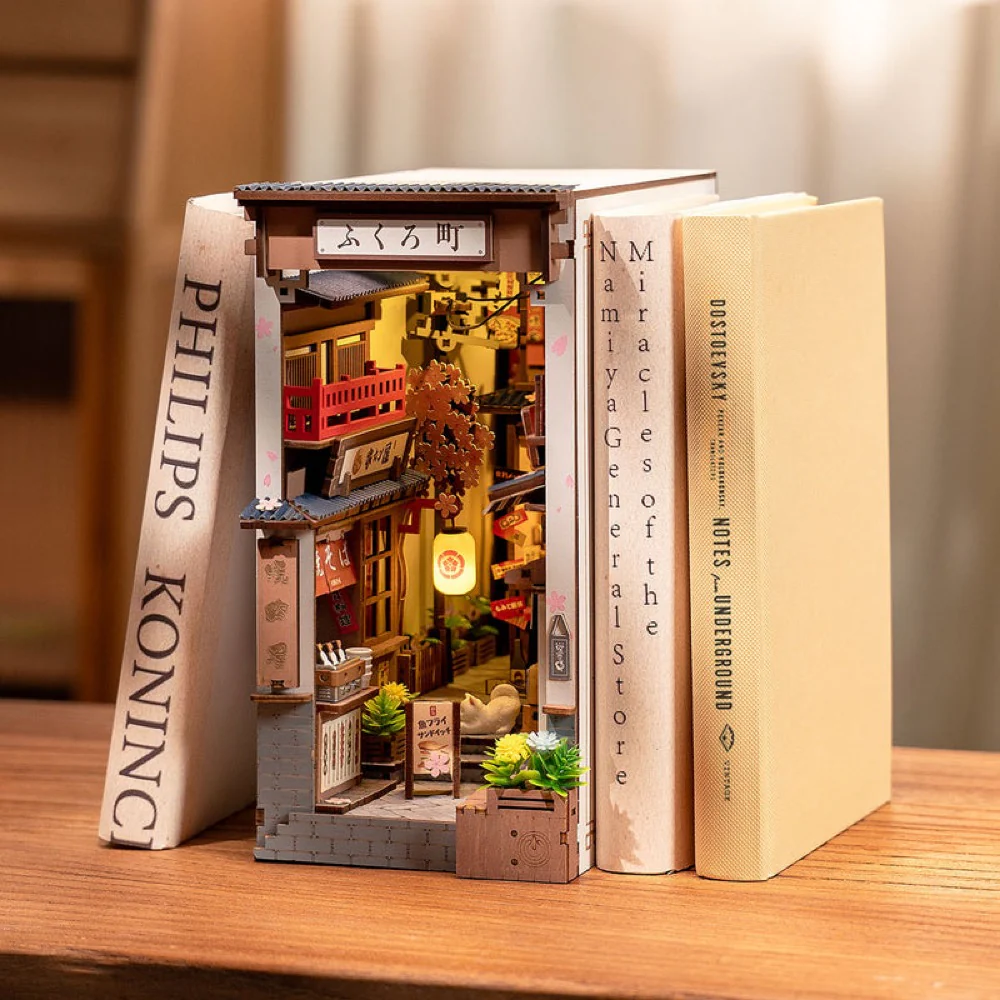 Robotime Rolife DIY Bookends Sakura Wine Alley - Image 4