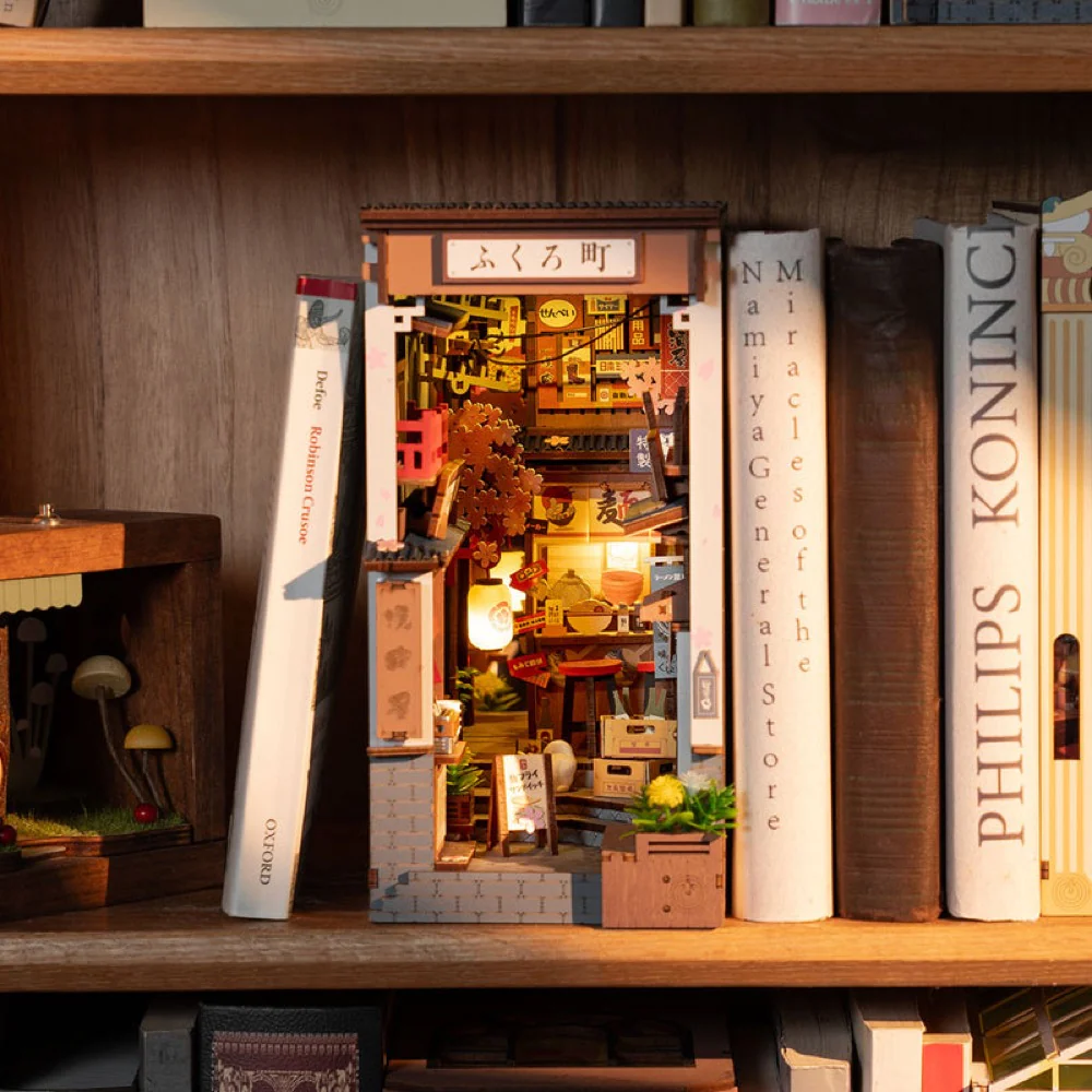 Robotime Rolife DIY Bookends Sakura Wine Alley - Image 5