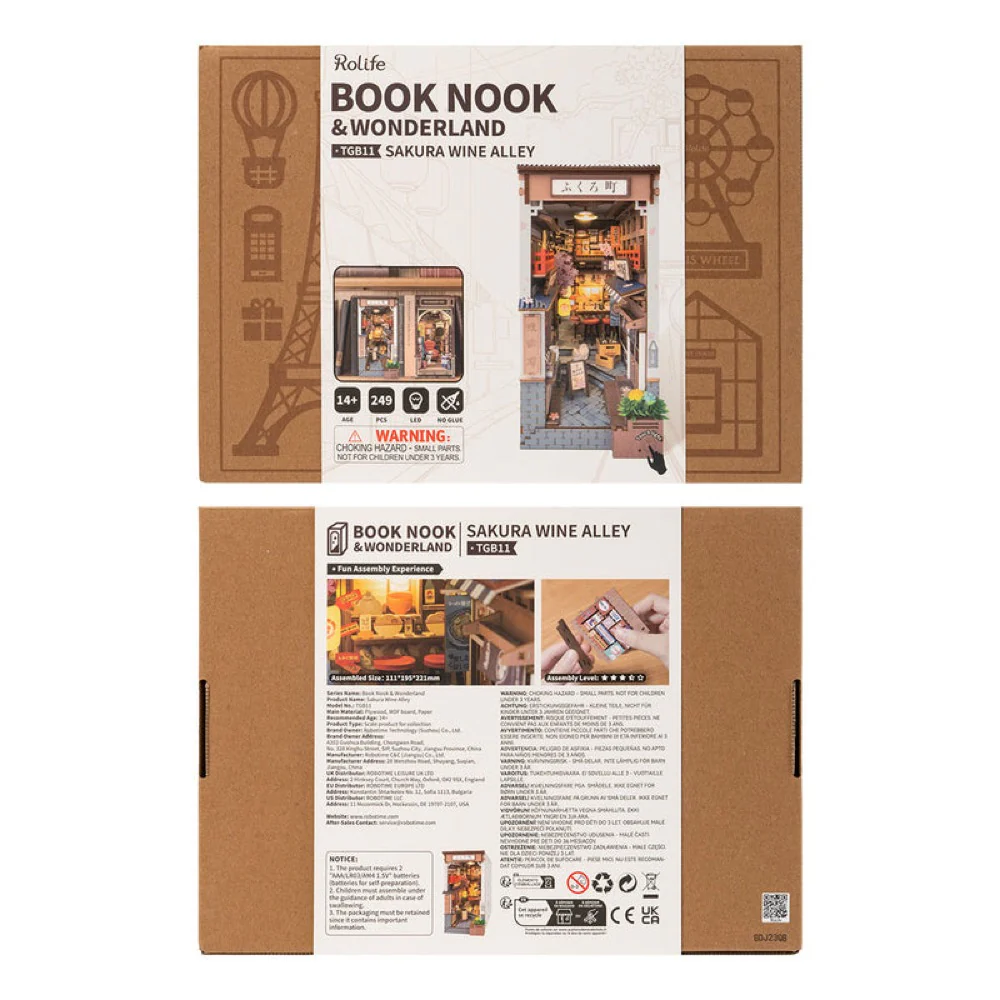 Robotime Rolife DIY Bookends Sakura Wine Alley - Image 7