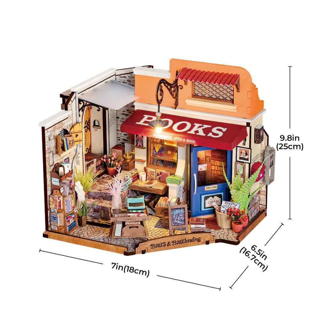 Robotime Rolife DIY Mini House Corner Bookstore - Image 7