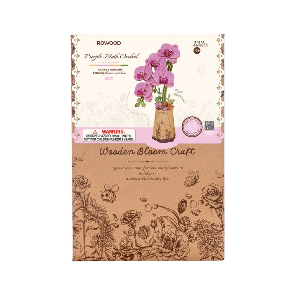Robotime Wood Bloom Purple Moth Orchid - Image 5