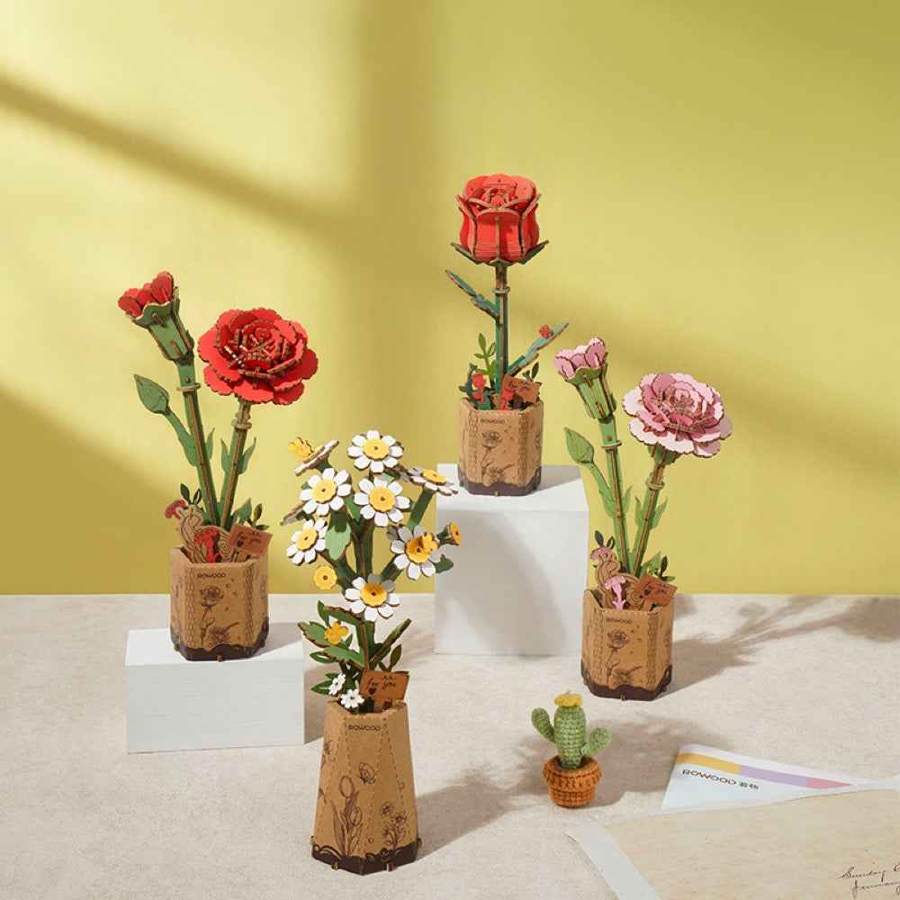 Robotime Wood Bloom Red Carnation - Image 5