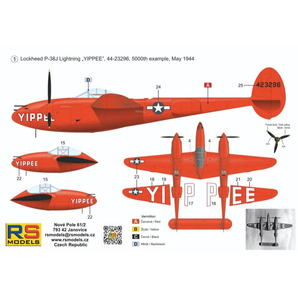 RS Models 94025 1/72 P-38J Lightning "Yippee” - Image 2