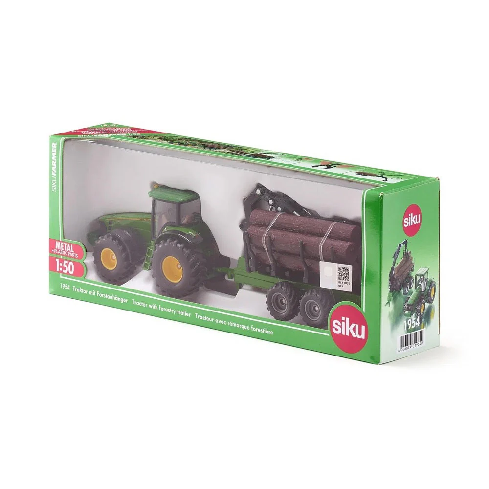 Siku 1954 1/50 John Deere with Forestry Trailer - Image 6