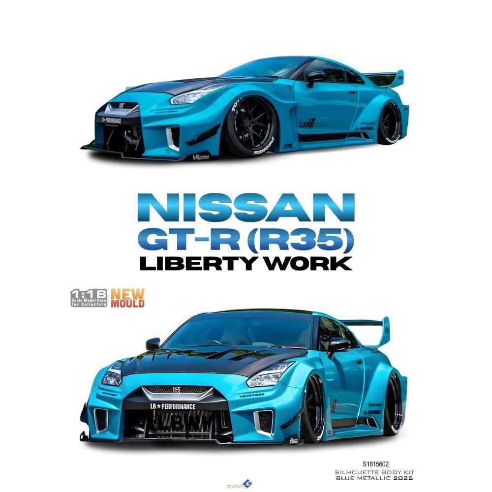Solido S1815602 1/18 Nissan GT-R (R35) Liberty Walk Silhouette Body Kit Blue Metallic 2025 - Image 3