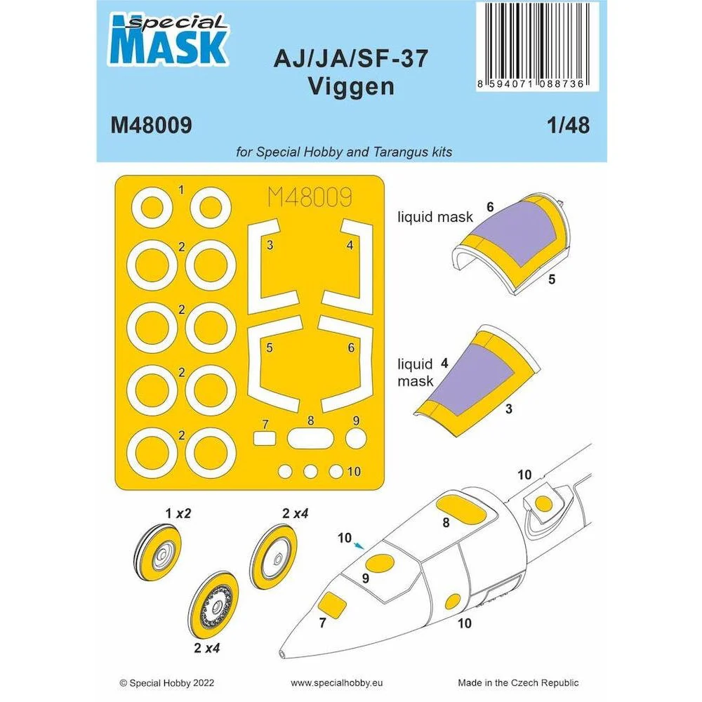 Special Mask M48009 1/48 AJ/JA/SF-37 Viggen