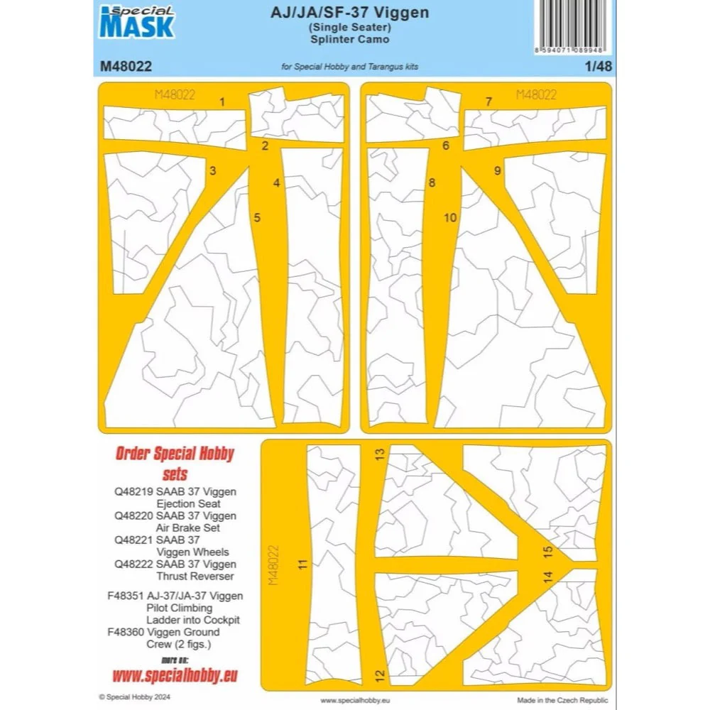 Special Mask M48022 1/48 AJ/JA/SF-37 Viggen (Single Seater) Splinter Camo