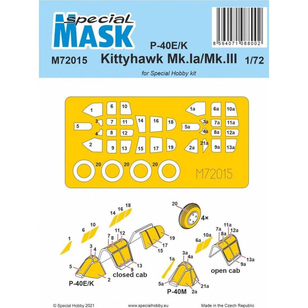 Special Mask M72015 1/72 P-40E/K/Kittyhawk Mk.Ia/Mk.III