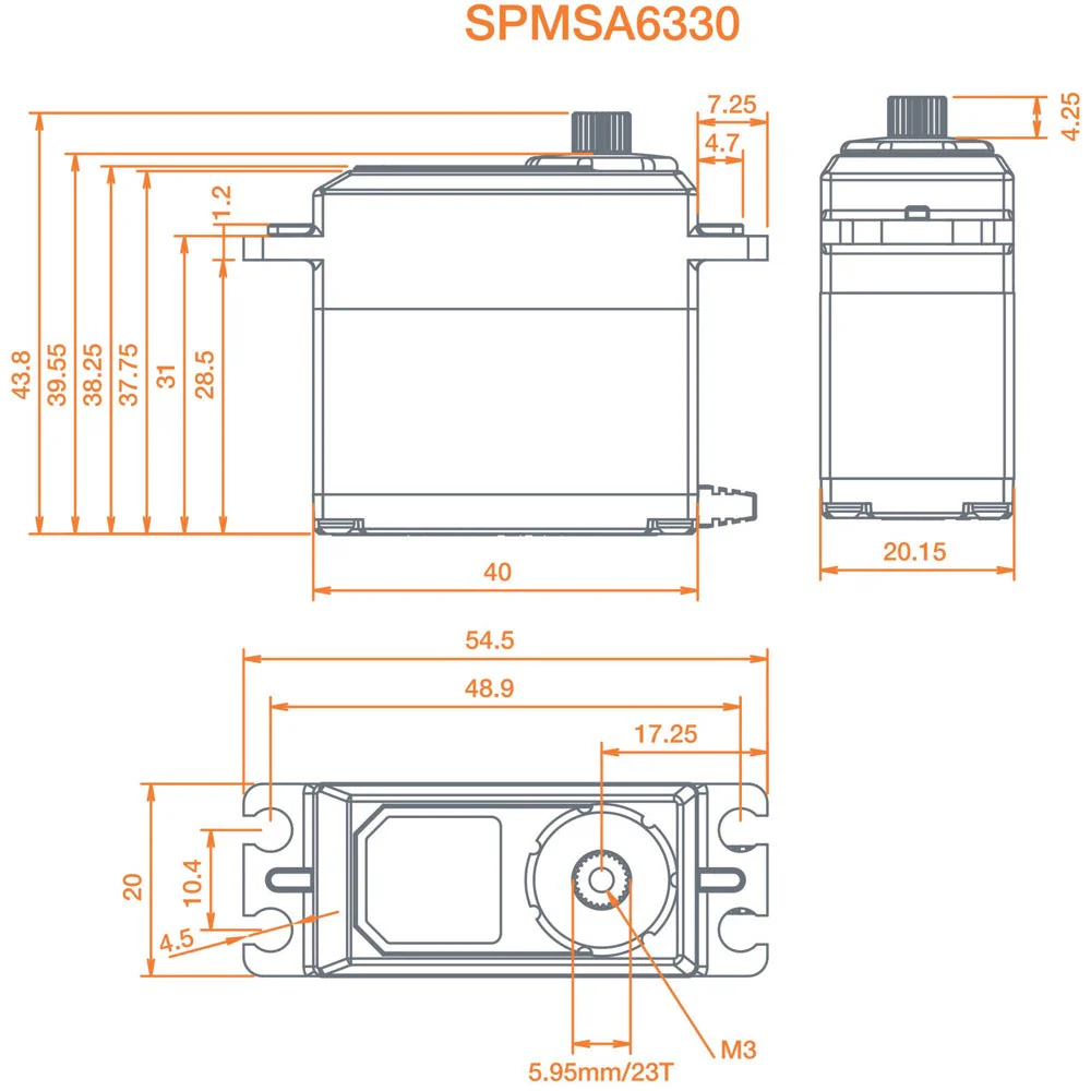 Spektrum SPMSA6330 A6330 High Torque High Speed Metal Gear HV Brushless Servo - Image 5