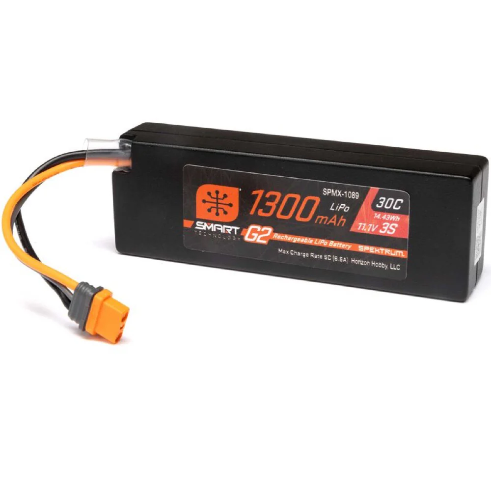 Spektrum SPMX1089 1300mAh 3S 11.1v 30C Smart G2 LiPo Battery with IC2 Connector (Grom BLX)