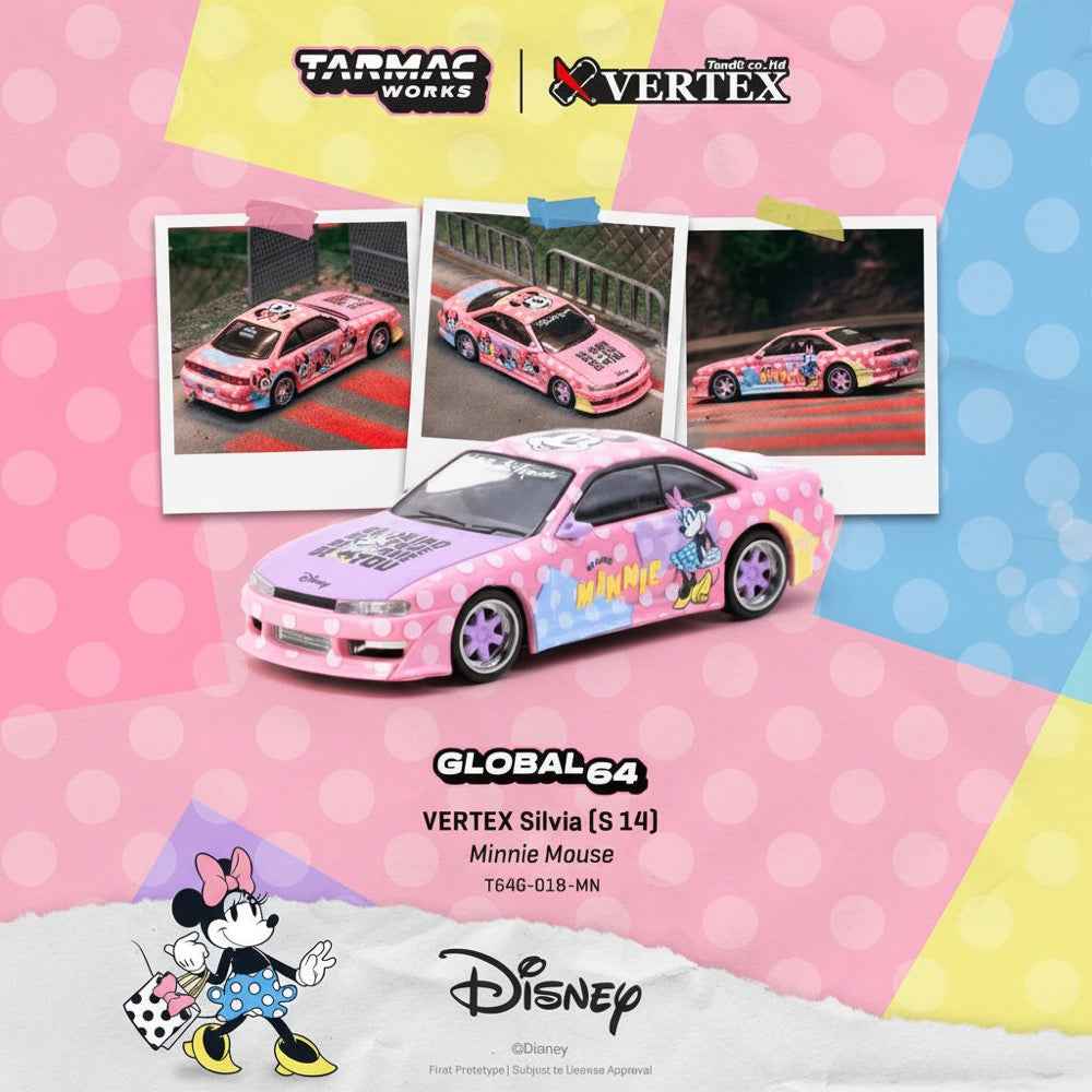 Tarmac Works T64G-018-MN 1/64 Vertex Silvia S 14 Minnie Mouse