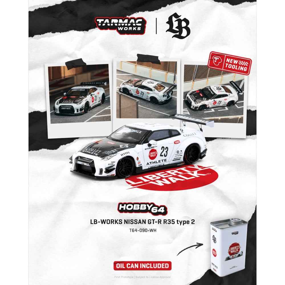 Tarmc Works T64-090-WH 1/64 LB-Works Nissan GT-R R35 type 2 White