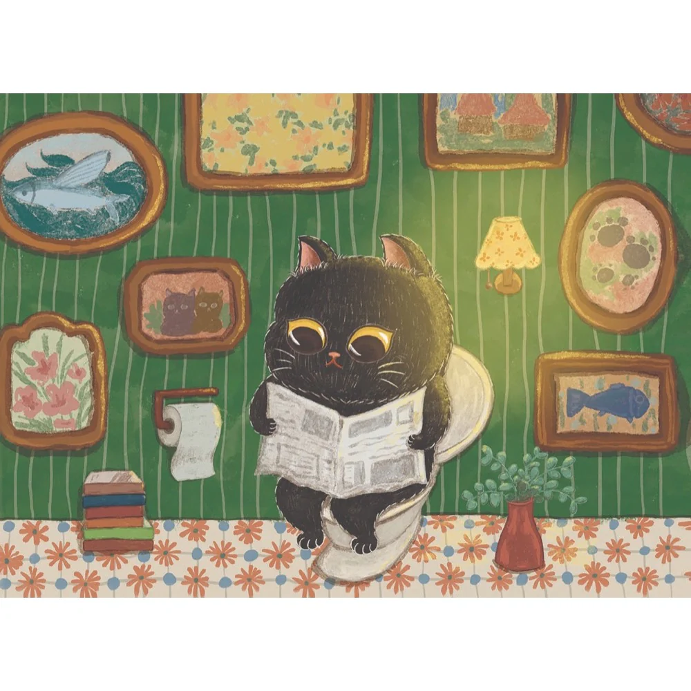 The Puzzle Collab Black Cat on The Toilet 99 Piece Micro Puzzle - Image 2