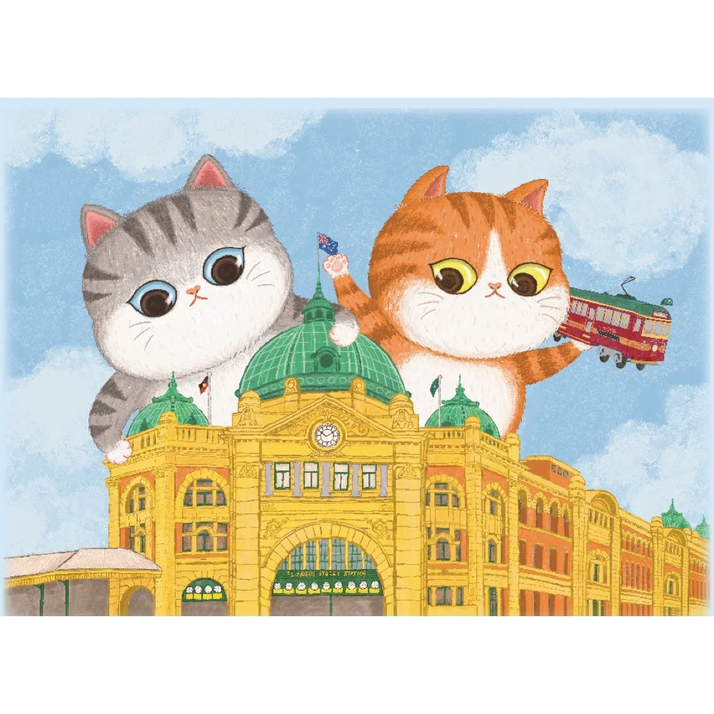 The Puzzle Collab The Flinders Street Station and Cats 99 Piece Micro Puzzle - Image 2