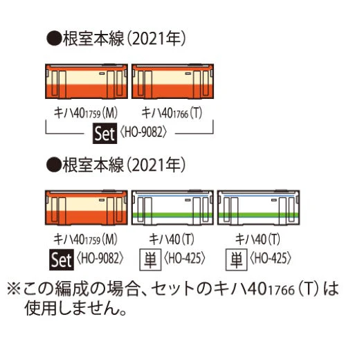 Tomix 59082 HO KIHA 40-1700 Diesel Car J.N.R. generic color set 2cars - Image 3