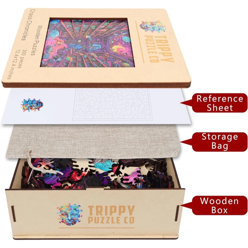 Trippy Puzzle Co Chaos Chronicles 300pc Wooden Jigsaw Puzzle - Image 3
