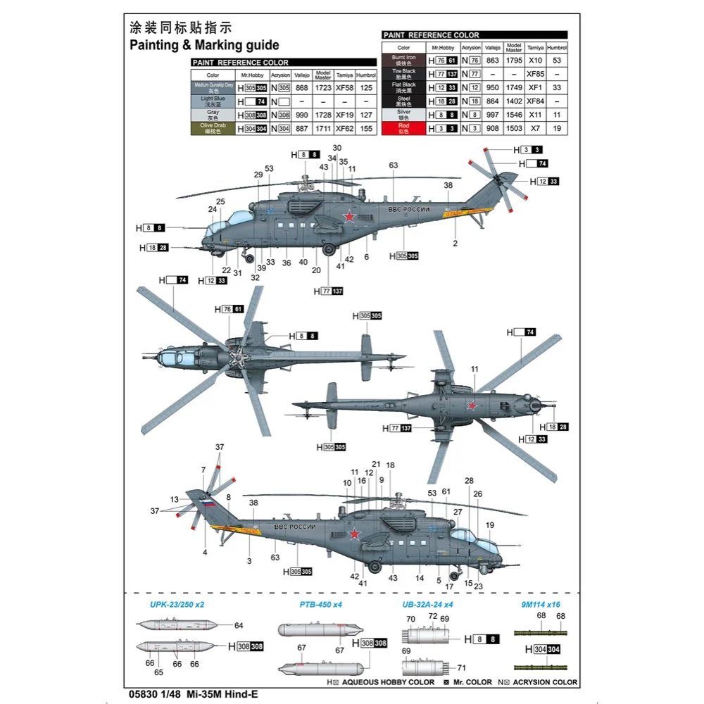 Trumpeter 05830 1/48 Russian Mi-35M Hind-E - Image 5