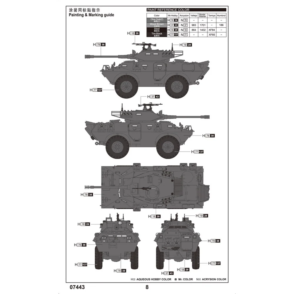 Trumpeter 07443 1/72 LAV-150 Commando AFV w/ Cockerill 90mm Gun - Image 3