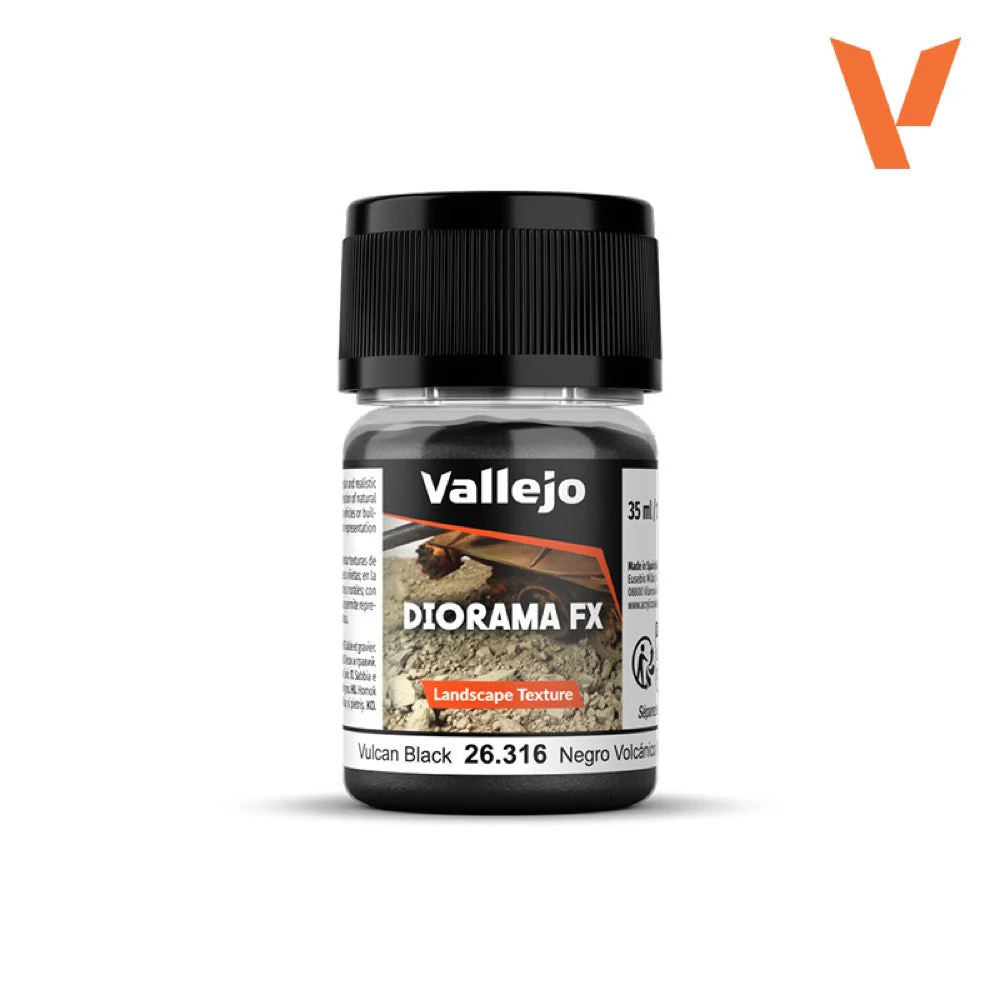 Vallejo 26316 Diorama FX Landscape Textures Vulcan Black 35ml 0.1-0.6mm