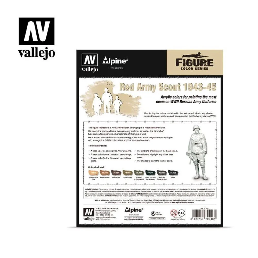 Vallejo 70248 Model Colour Alpine Red Army Scount 1943-45 Acrylic Paint Set - Image 3