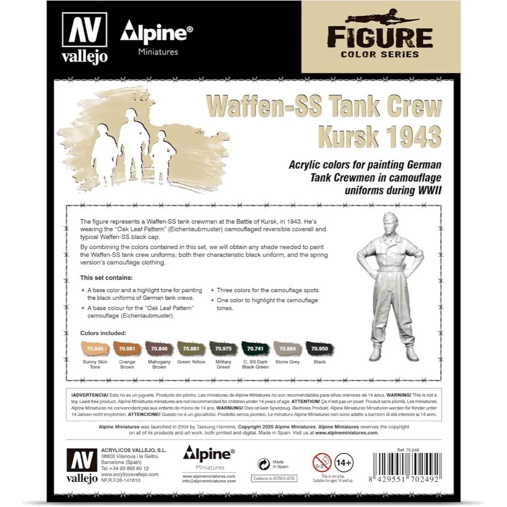 Vallejo 70249 Model Colour Alpine Waffen-SS Tank Crew Kursk 1943 Acrylic Paint Set - Image 2