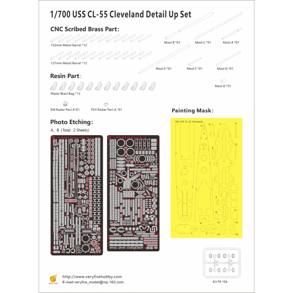 Very Fire VF700920UP 1/700 USS Cleveland Detail Up Set - Image 10