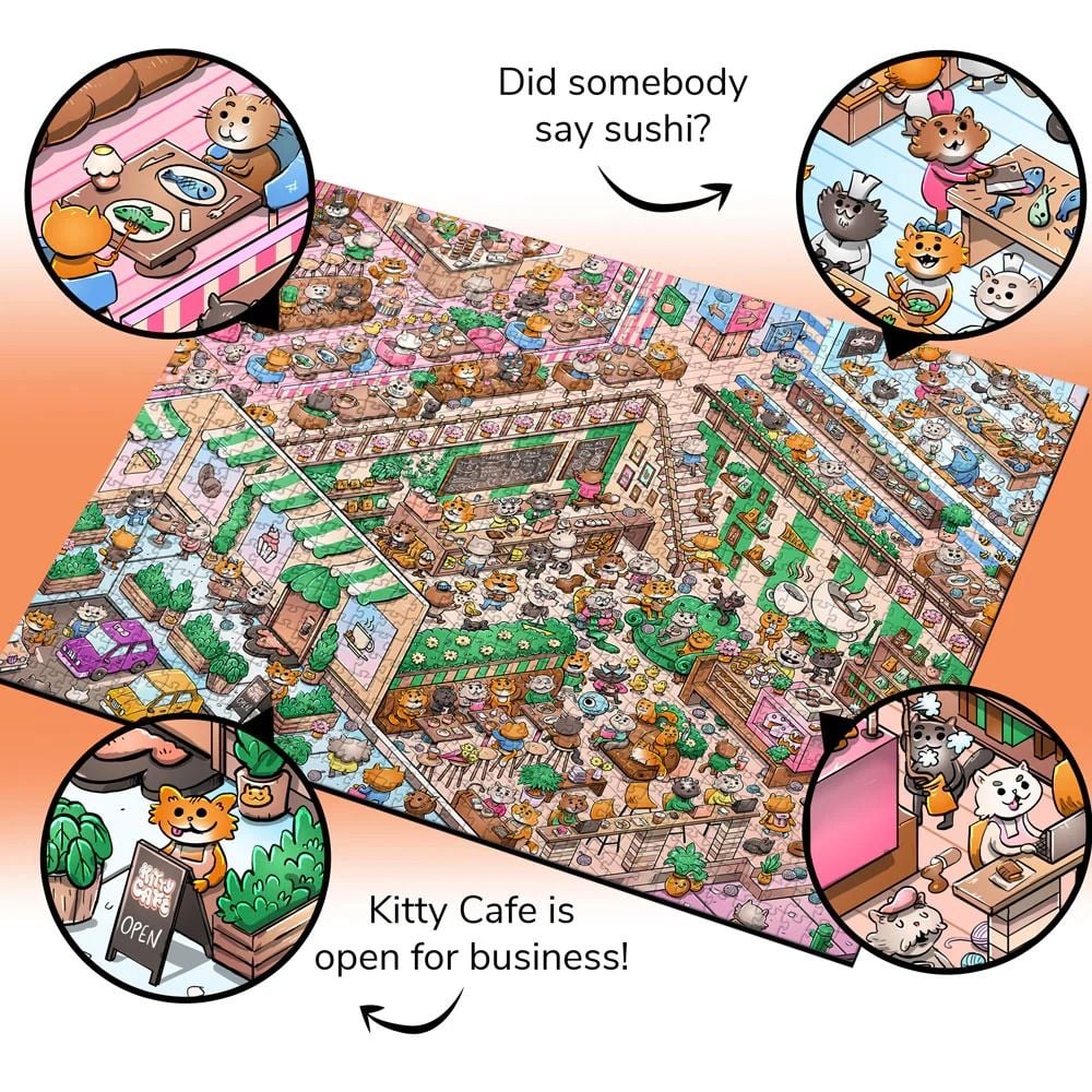 Vizzles Kitty Cafe 1000pc Jigsaw Puzzle - Image 3