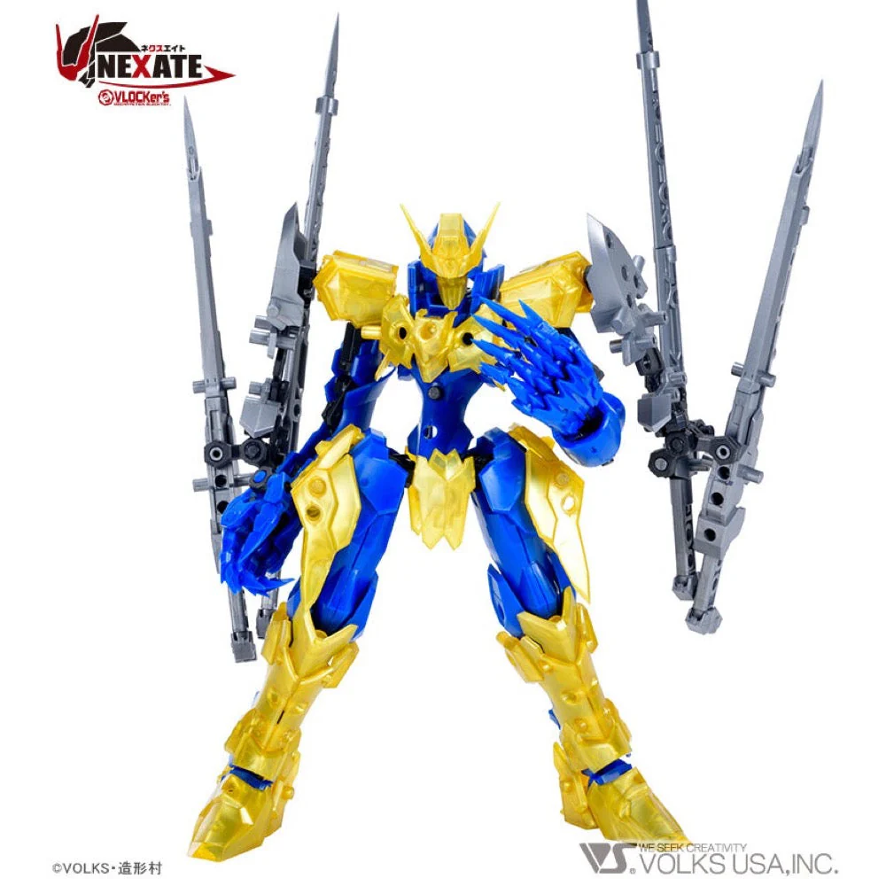 VLOCKer's VL-22777 Nexate Prime V-Raid Knight Blue X Gold Plastic Model Kit - Image 3