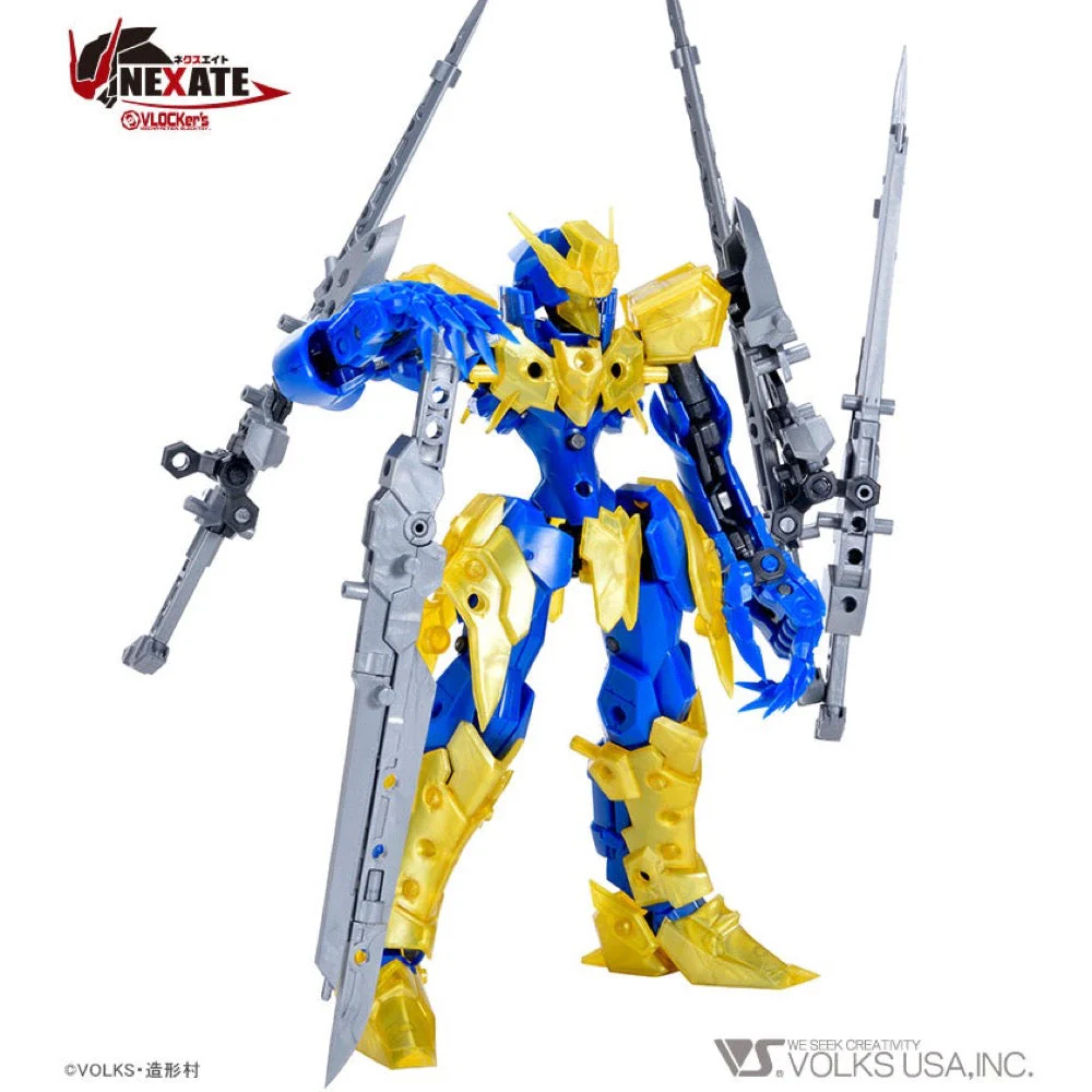 VLOCKer's VL-22777 Nexate Prime V-Raid Knight Blue X Gold Plastic Model Kit - Image 4