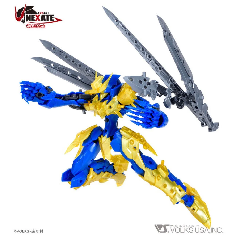 VLOCKer's VL-22777 Nexate Prime V-Raid Knight Blue X Gold Plastic Model Kit - Image 5