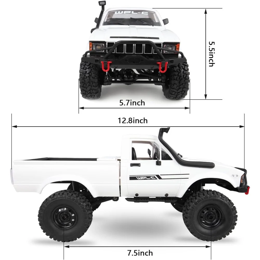 WPL C24 1/16 RC Pick-up Truck RTR White - Image 7