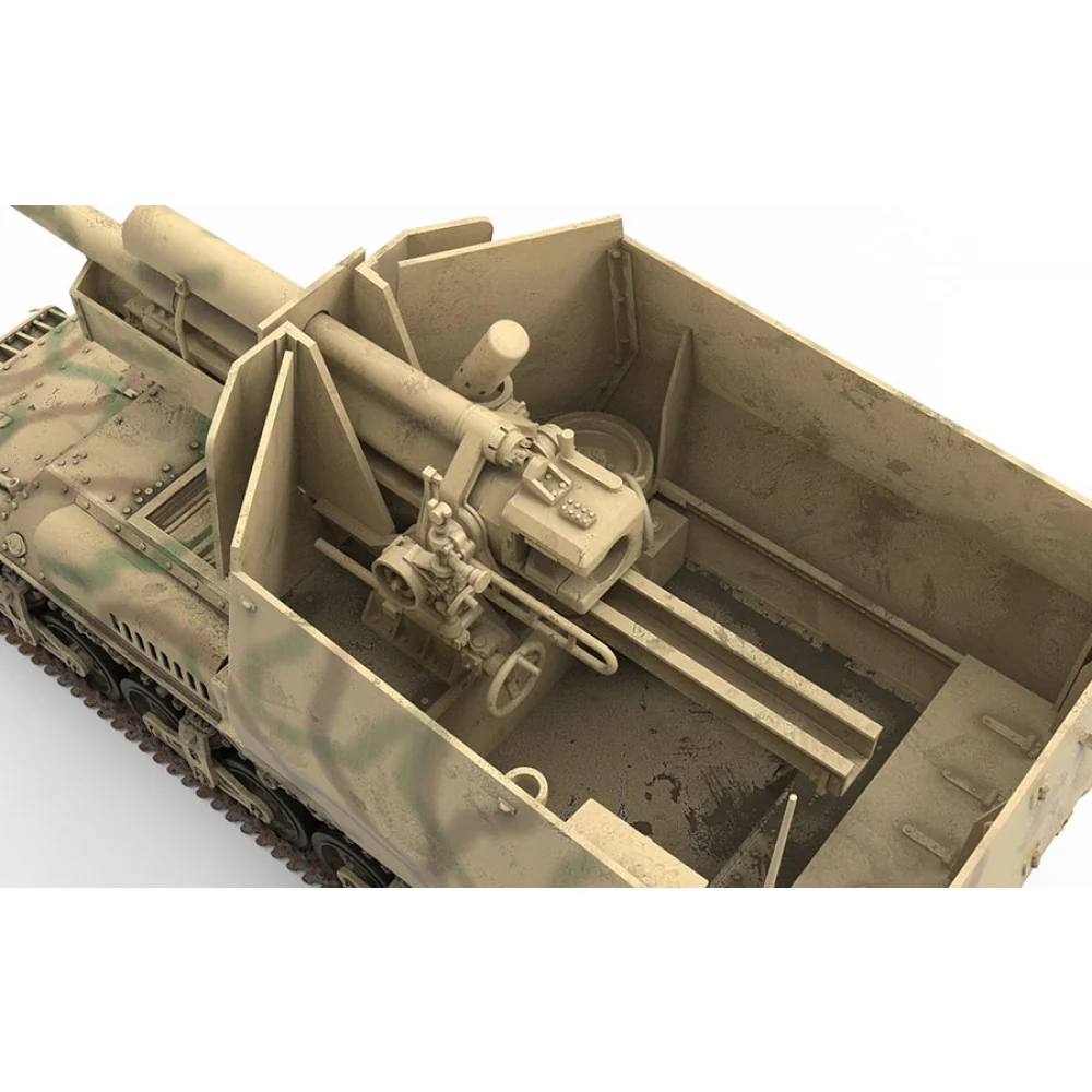 Zimi Model 35077 1/35 10.5cm scale leFH-18/4 auf Geschutzwagen Lrs.[f][Becker] German 50-ton Type SSy45 flatcar schwerer platformwagen - Image 9